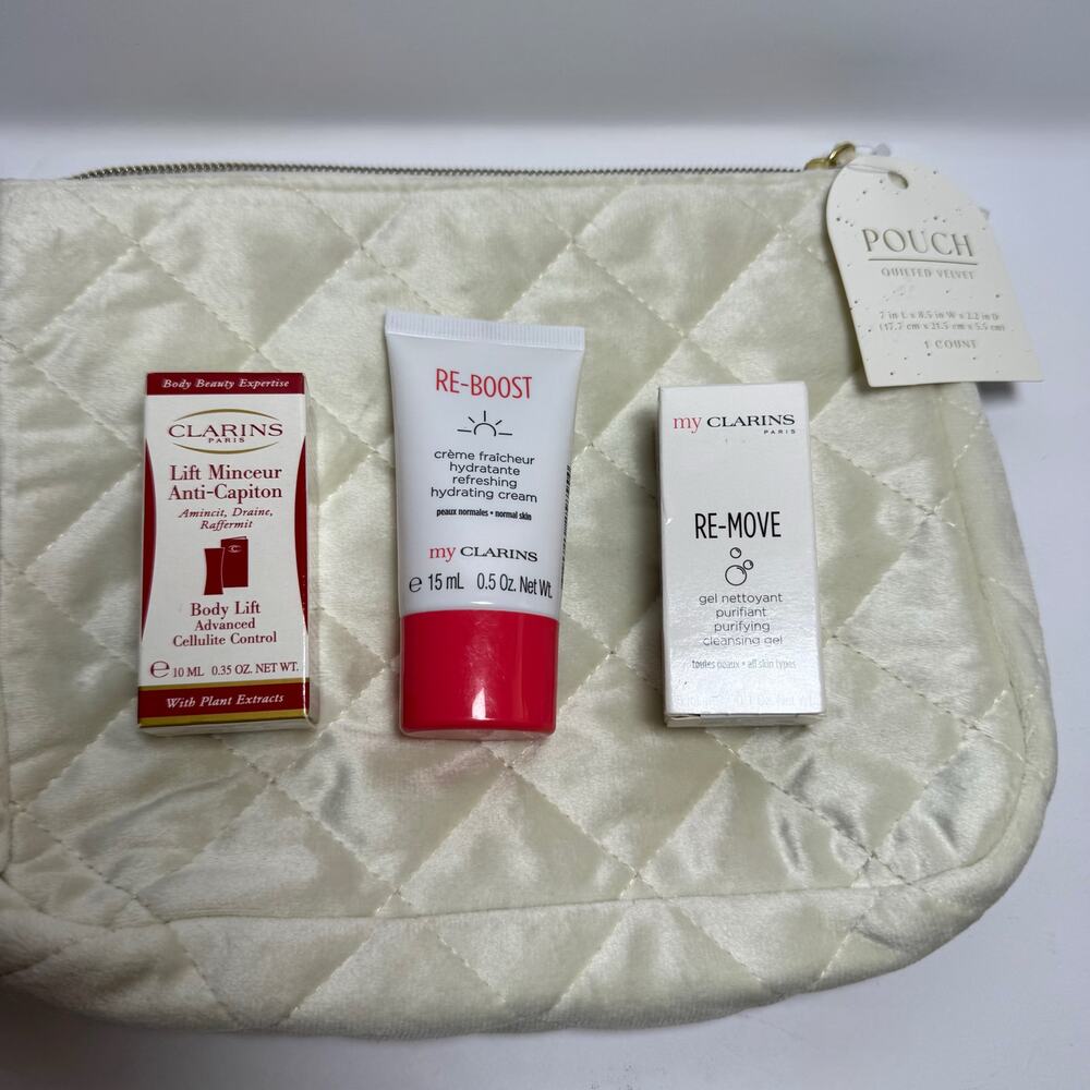 Spa Night Beauty Bundle w/ Clarins, Makeup, Velvet Pouch & Bath Set - Picture 5 of 9